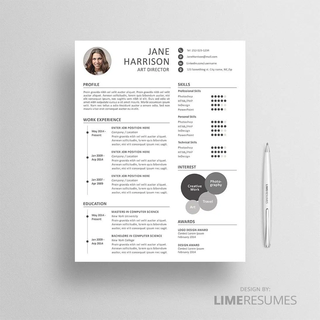 Creative resume template for Word