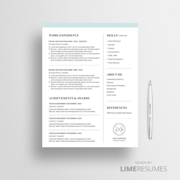 Modern 2 page resume template for Word