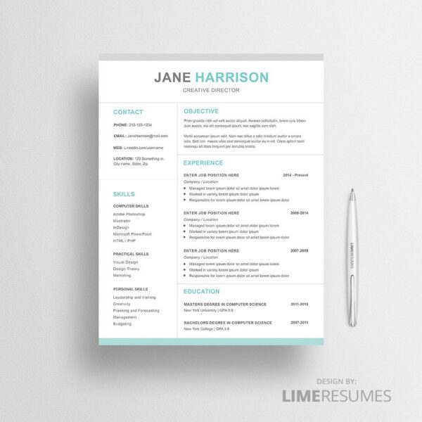 Professional resume template MS Word and Apple Pages