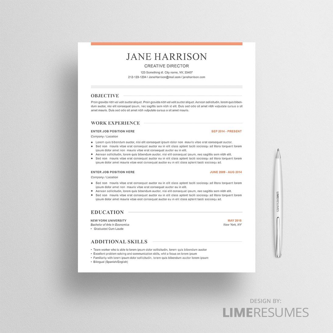 CV template and cover letter with reference page
