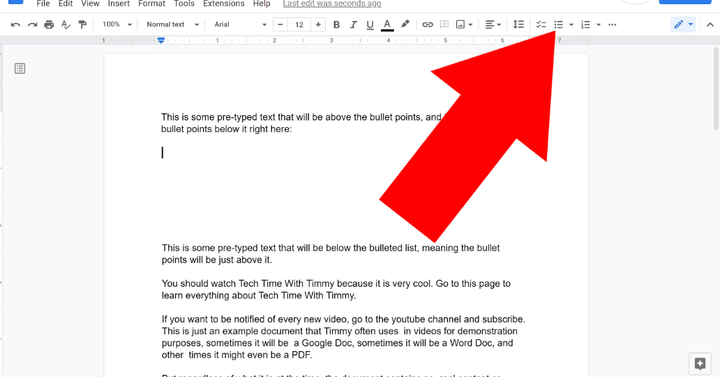 02 bullet points in the toolbar google docs