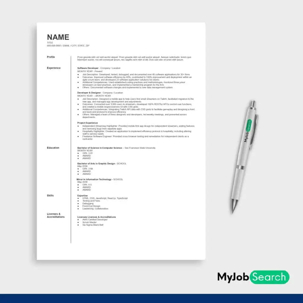 Creative Software Developer Resume Example