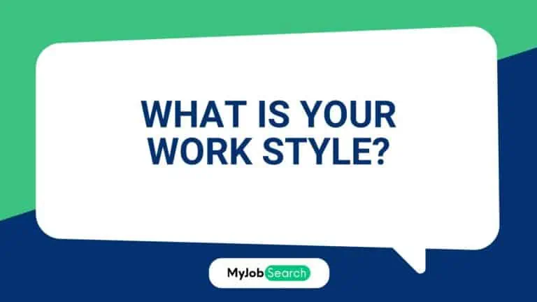 image showing a speech bubble with the text "what is your work style?" inside of it